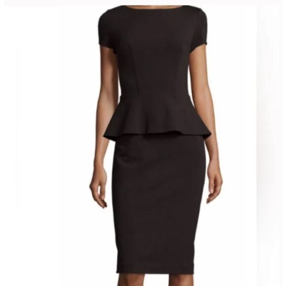 Lafayette 148 black Short Sleeve Peplum Midi Dress Women's Size 8